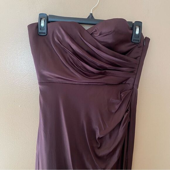 NWT Michael Costello x REVOLVE Dimity Gown Chocolate Brown satin maxi gown XS - Picture 8 of 10